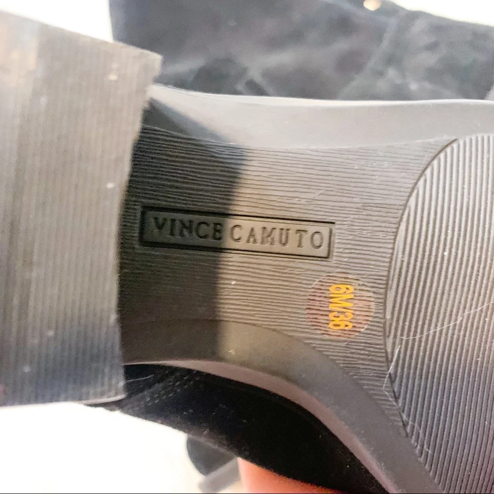 NWOT Vince Camuto Bashan Black Suede Leather Gold Studded Over-the-Knee Boots 6 - Picture 6 of 8